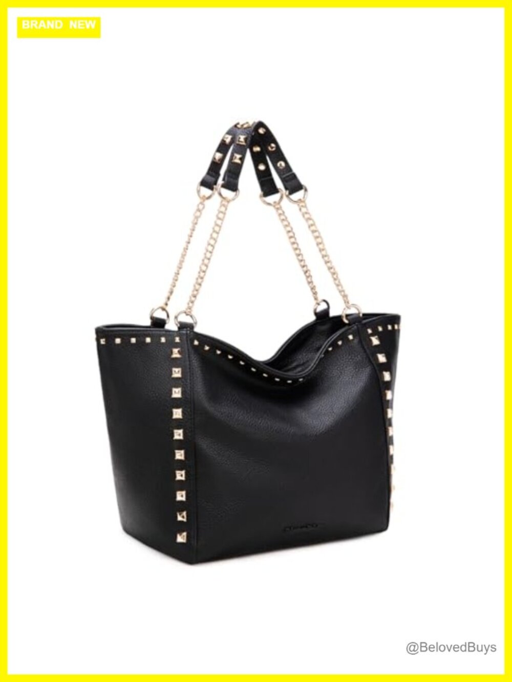 Vegan Leather Oversized Tote Bag with Chain Handle